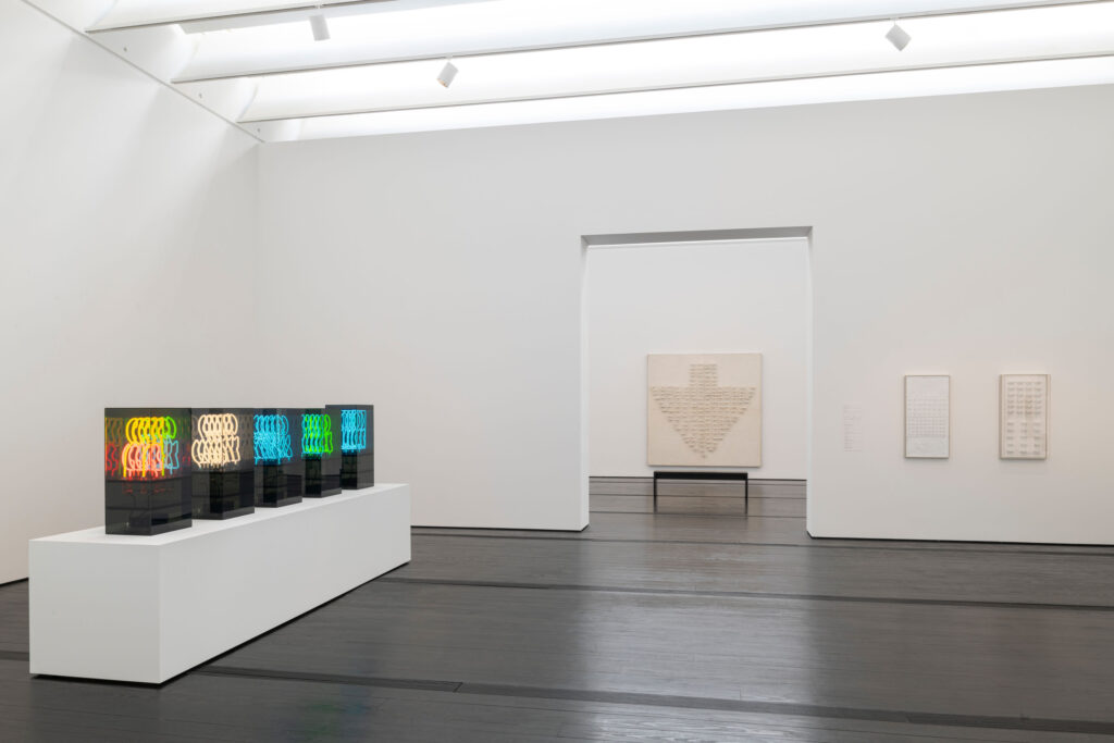 An installation view of the "Chryssa & New York" exhibition, which runs through March 10 at The Menil Collection. (Photo by Paul Hester. Courtesy The Menil Collection)