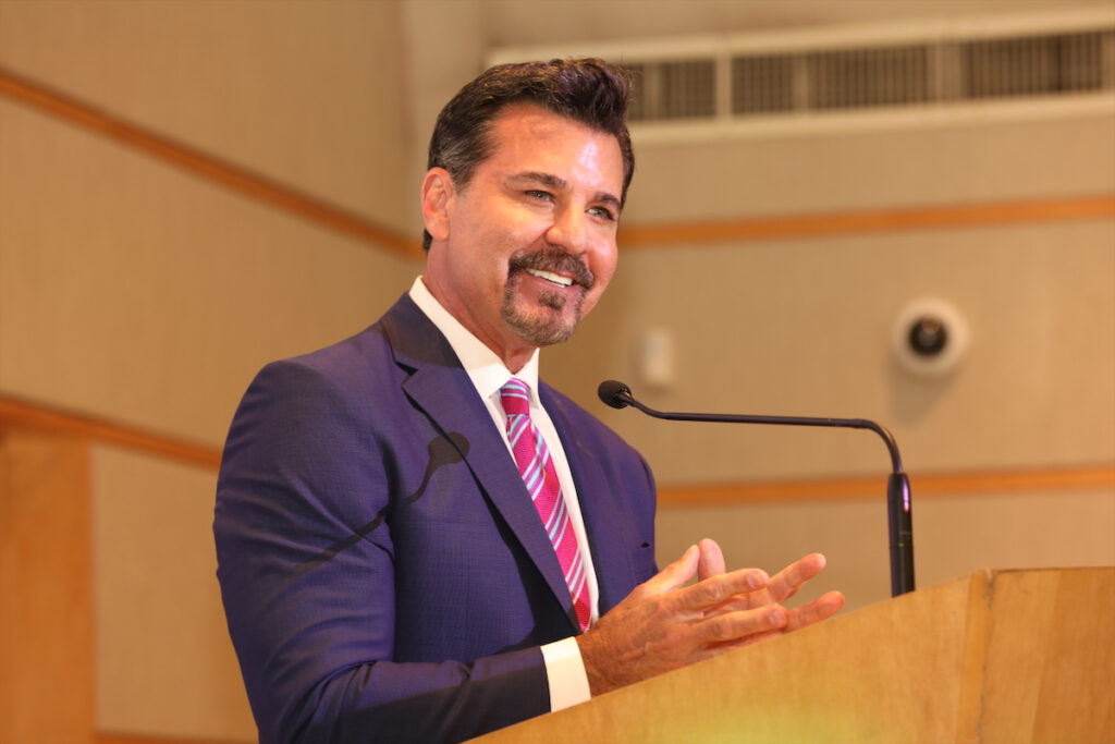 JD Trueblood, emcee of A Writer’s Garden (Photo by Rob Wythe)