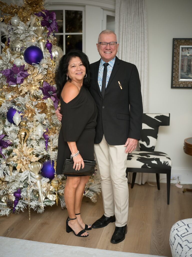 Jani Lopez, Jim Sirkorski at the Legacy Community Health 'Holiday Schmooze' (Photo by Daniel Ortiz)