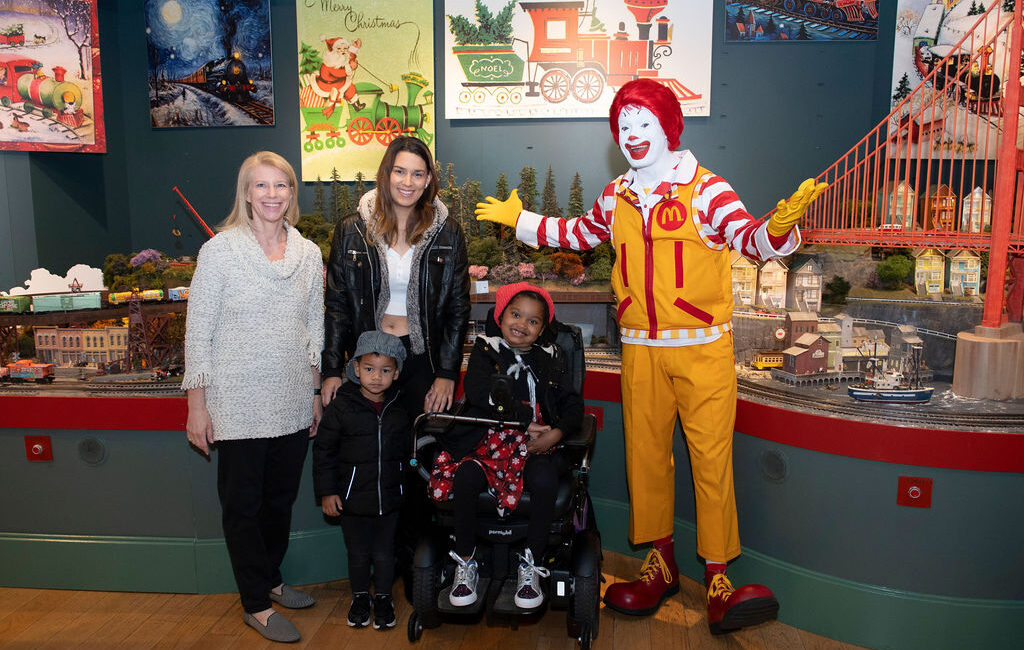 Jill Cumnock, Adon Turner, Deanna Herbert, Serenity Williams, Ronald McDonald at the sneak peek of the 2023 Trains at NorthPark