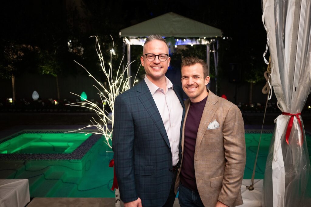 Josh Beasley, Andrew Hayes at the Legacy Community Health 'Holiday Schmooze' (Photo by Daniel Ortiz)