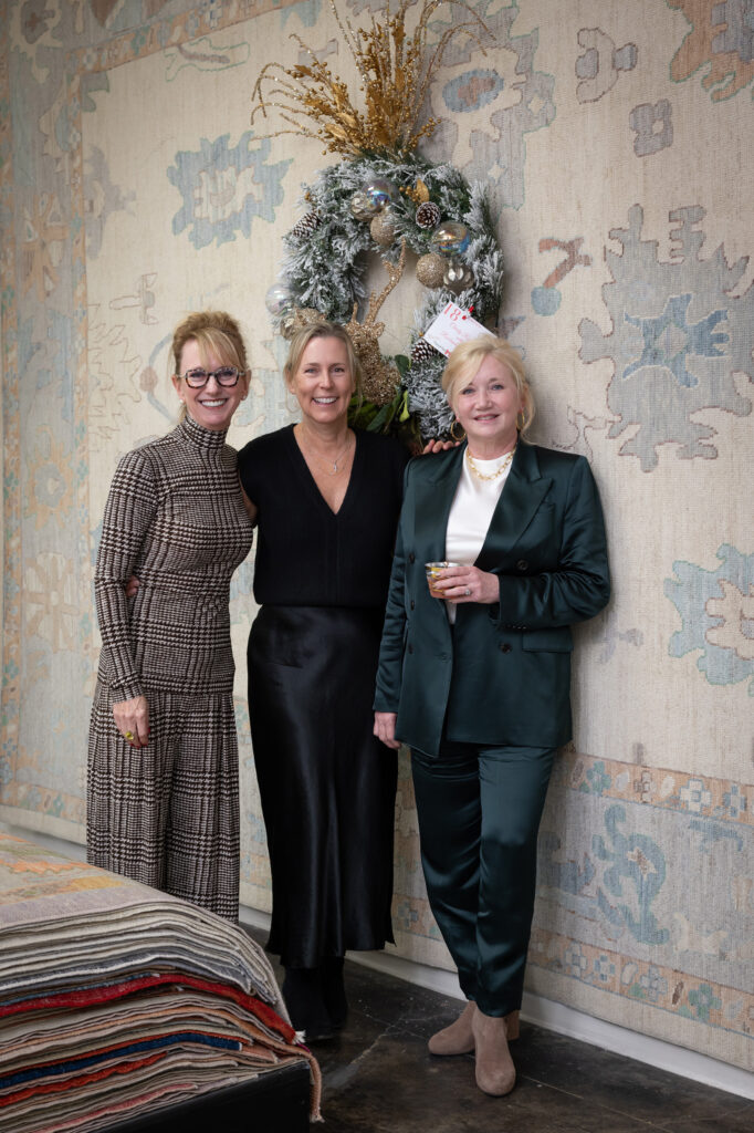 Stef Levy, Lori Wolff, Christi Rowland at the Turkish Rug Company showroom grand opening party benefiting the Salvation Army.