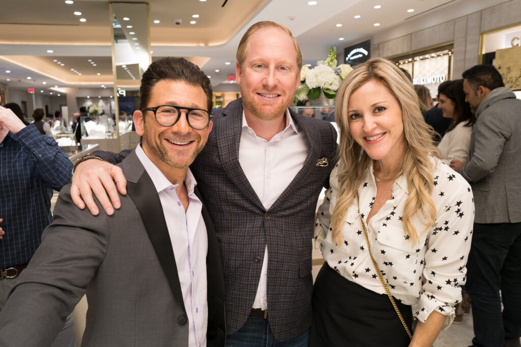 Levi Strauss, Jeffrey Robin, Courtney Zubowski at the Zadok holiday party (Photo by Daniel Ortiz)