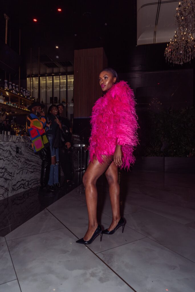 Model on the catwalk at the 50th anniversary celebration of the fashion Battle of Versailles.  (Photo by Torry Sledge)