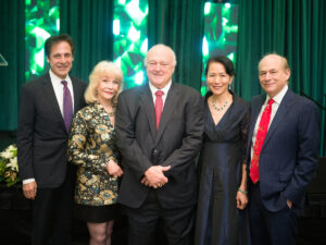 Past honorees Dan and Susan Boggio, Bucky Allshouse with honorees Y. Ping Sun and David Leebron (Photo by Daniel Ortiz)