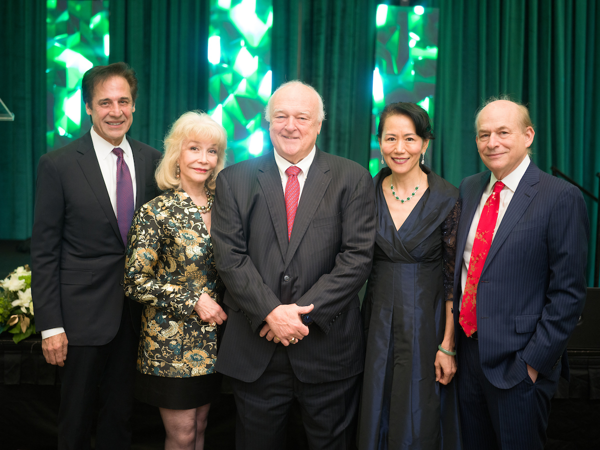 Past honorees Dan and Susan Boggio, Bucky Allshouse with honorees Y. Ping Sun and David Leebron (Photo by Daniel Ortiz)