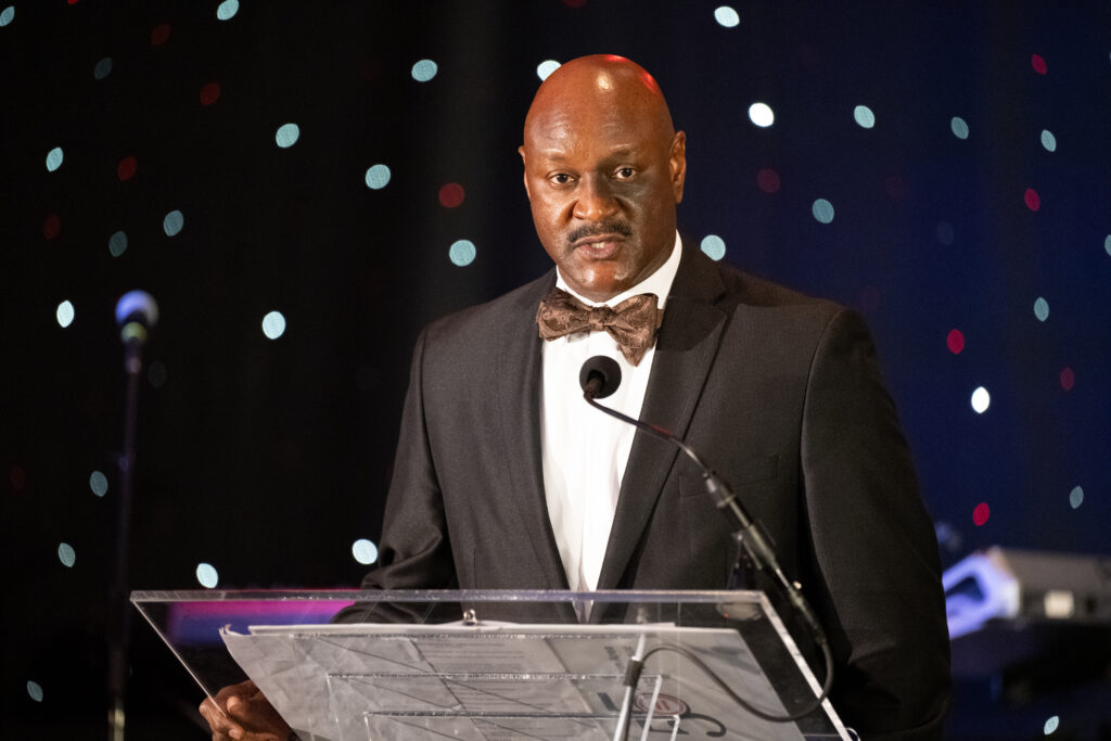 H-E-B's James Harris speaking at the Houston Area Urban League 'Equal Opportunity Day' Gala at the Hilton Americas-Houston.