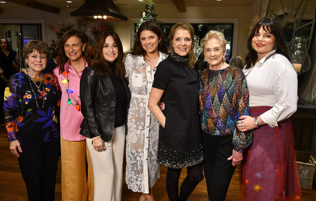 Regina Rogers, Laura Mudd, Deanna Barton, Blayne Fertitta, Paige Fertitta, Patsy Fourticq, Olivia Cone at the annual Santa's Elves party benefiting MD Anderson Children's Cancer Hospital