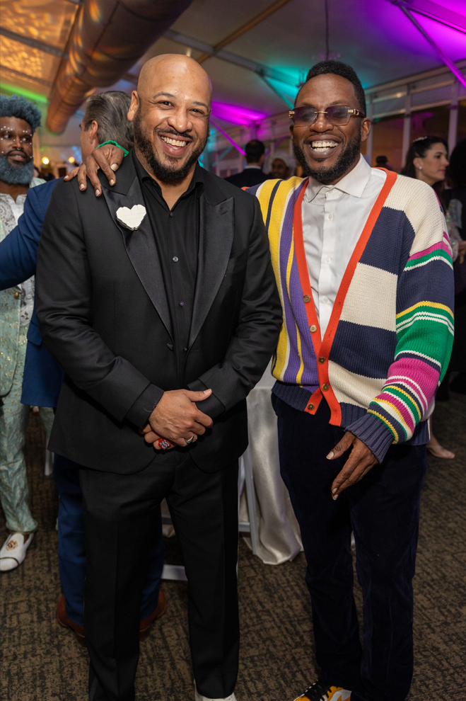 Robert Hodge, Phill Wade at Lawndale Art Center Hair Ball  (Photo by Jenny Antill Clifton)
