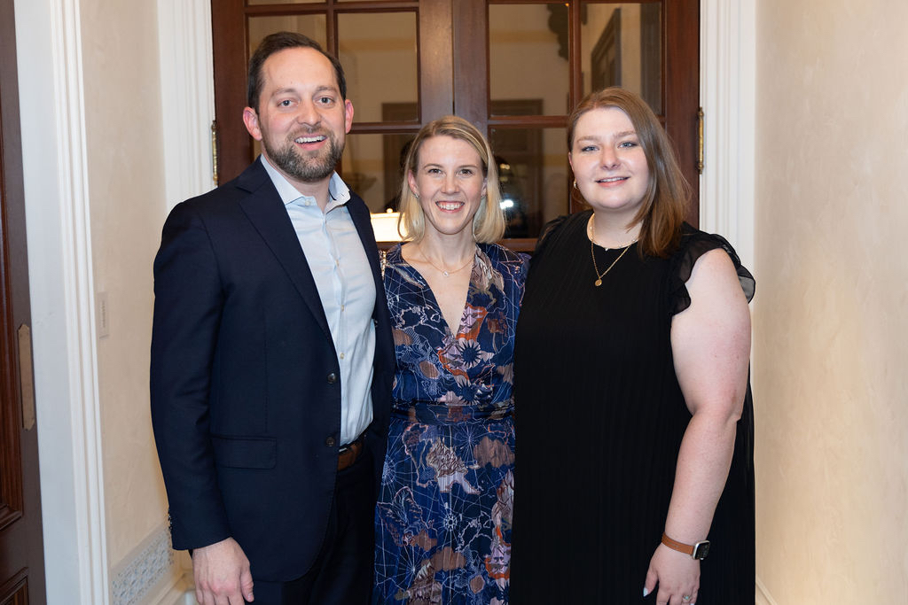 Ben and Rebecca Yarborough with Abbey Cumnock at the Sponsor Party for the 2023 Trains at NorthPark.