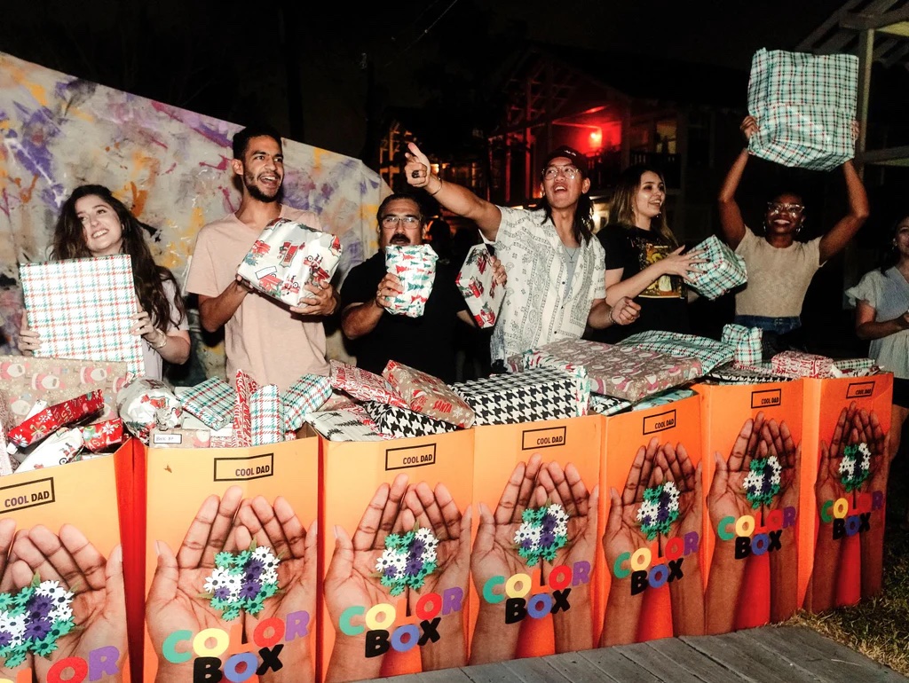 CoolxDad and Color Box supporters at the Houston Dynamo Gift Wrapping Event
