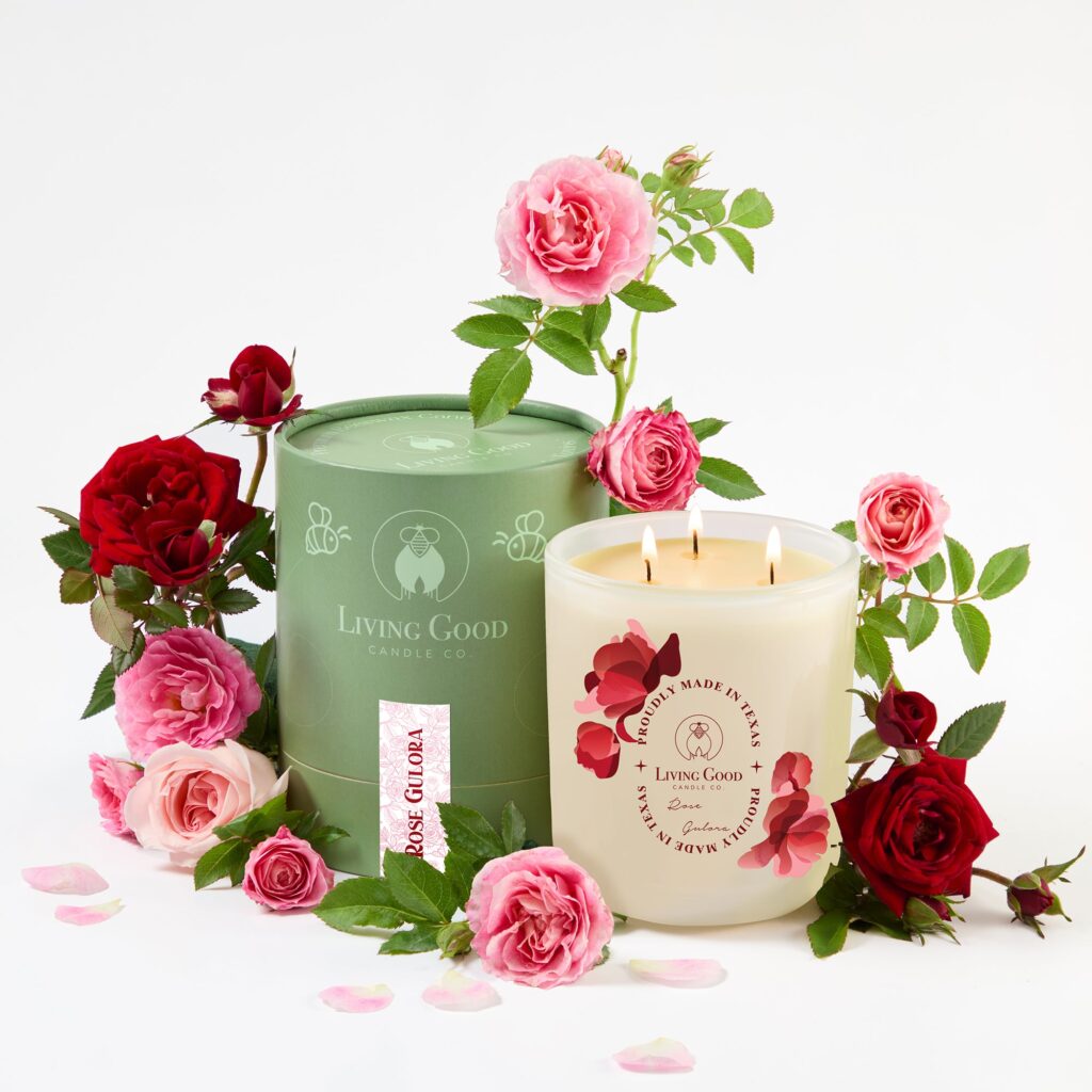 Living Good Candle Co. Rose Gulora.
