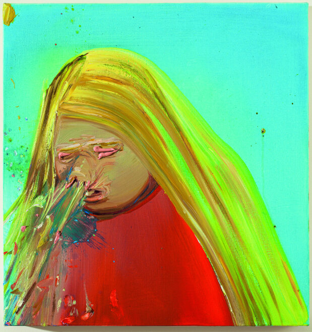 Dana Schutz's "Sneeze," 2001, at Musée d'Art Moderne de Paris (© 2023 Dana Schutz. Courtesy the artist, CFA Berlin, Thomas Dane Gallery and David Zwirner. Photo Jason Mandella)