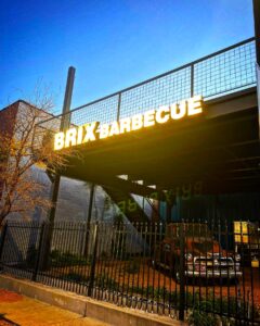 Brix Barbecue – with its upper deck and shady picnic tables underneath.