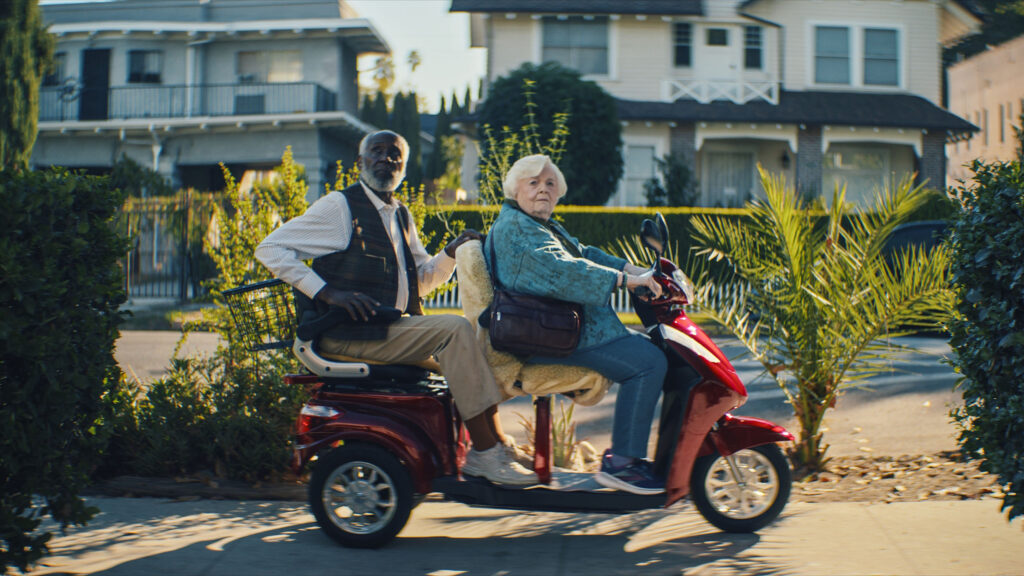 Richard Roundtree and June Squibb appear in Thelma which premiered at the 2024 Sundance Film Festival and is now streaming on Netflix (Courtesy of Sundance Institute | photo by David Bolen). 