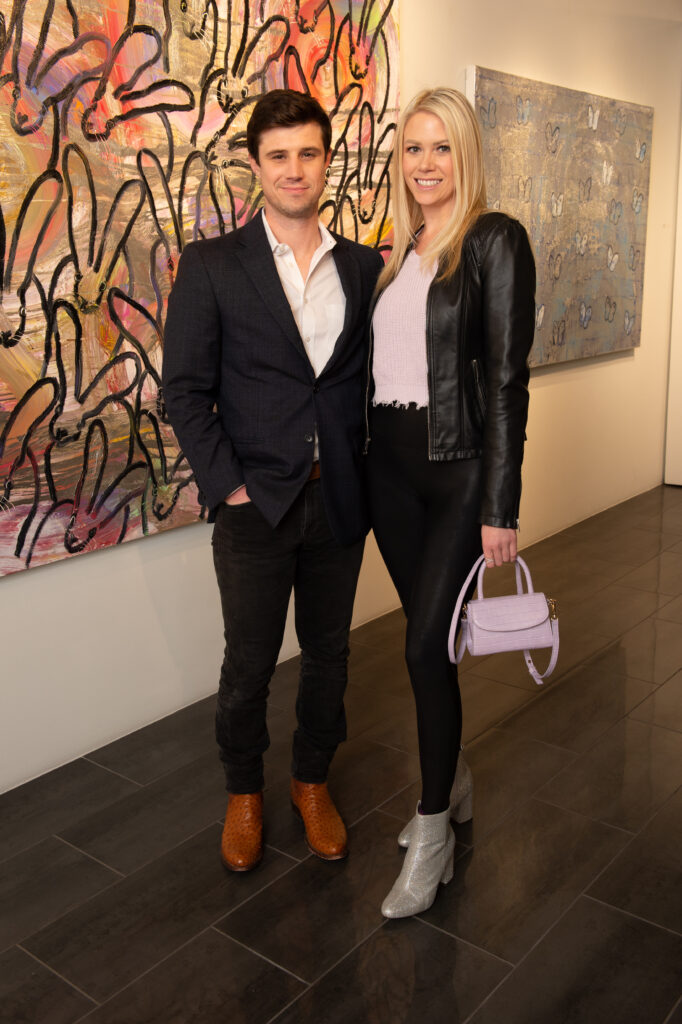 Cole McCarter, Lauren Essex at Laura Rathe Fine Art's "Hunt Slonem: Hare Salon" (Photo by George Fiala)