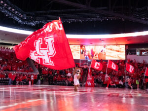 University of Houston wing Ramon Walker Jr. embraced the Big 12 opener moment. (Photo by F. Carter Smith)