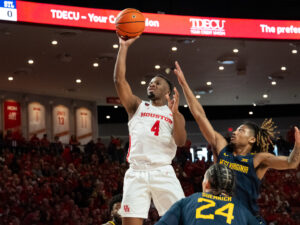 In its first Big XII contest, the University of Houston Cougars beat the University of West Virginia Mountaineers at the Fertitta Center