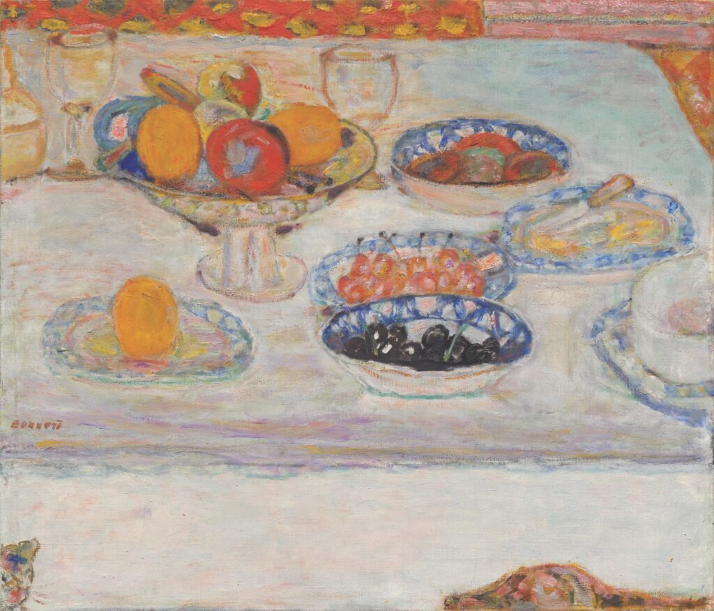 Pierre Bonnard's "Fruit and Fruit Dishes
(Compotiers et assiettes de fruits)," c. 1930 (The Cleveland Museum of Art, Nancy F. and Joseph P. Keithley Collection Gift 2020.100 © Artist Rights Society (ARS), New
York)
