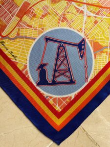 One corner of the Vintage Contessa’s Houston, Texas, scarf which benefits the Astrodome Conservancy.