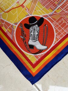One corner of the Vintage Contessa’s Houston, Texas, scarf which benefits the Astrodome Conservancy.