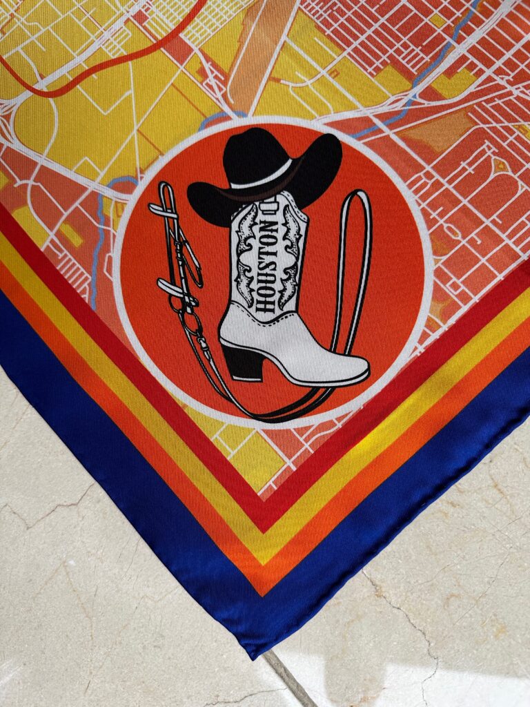 One corner of the Vintage Contessa's Houston, Texas, scarf which benefits the Astrodome Conservancy.