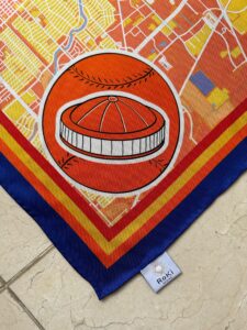 One corner of the Vintage Contessa’s Houston, Texas, scarf which benefits the Astrodome Conservancy.