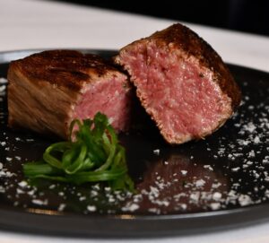 Kobe – lightly seared Kobe beef served at Mastro’s in the Woodlands.