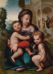 Lot 249, Domenico Pugligo, Madonna and Child with Young Saint John the Baptist with the Madonna and Child Adored by Angels Beyond