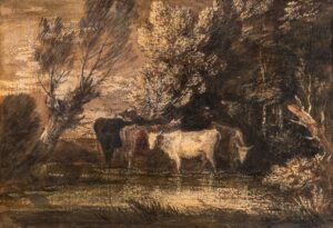 Lot 257, Thomas Gainsborough R.A., A Wooded Landscape with Cattle at a Watering Place