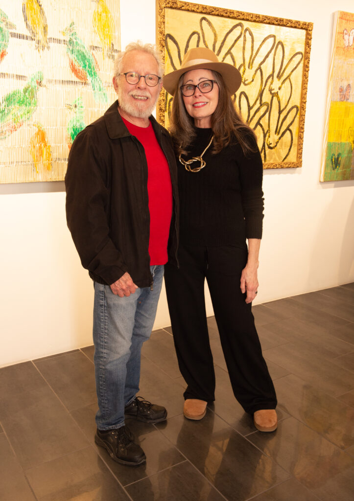 Michael Sutton, Julie Shunick Brown at Laura Rathe Fine Art's "Hunt Slonem: Hare Salon" (Photo by George Fiala)
