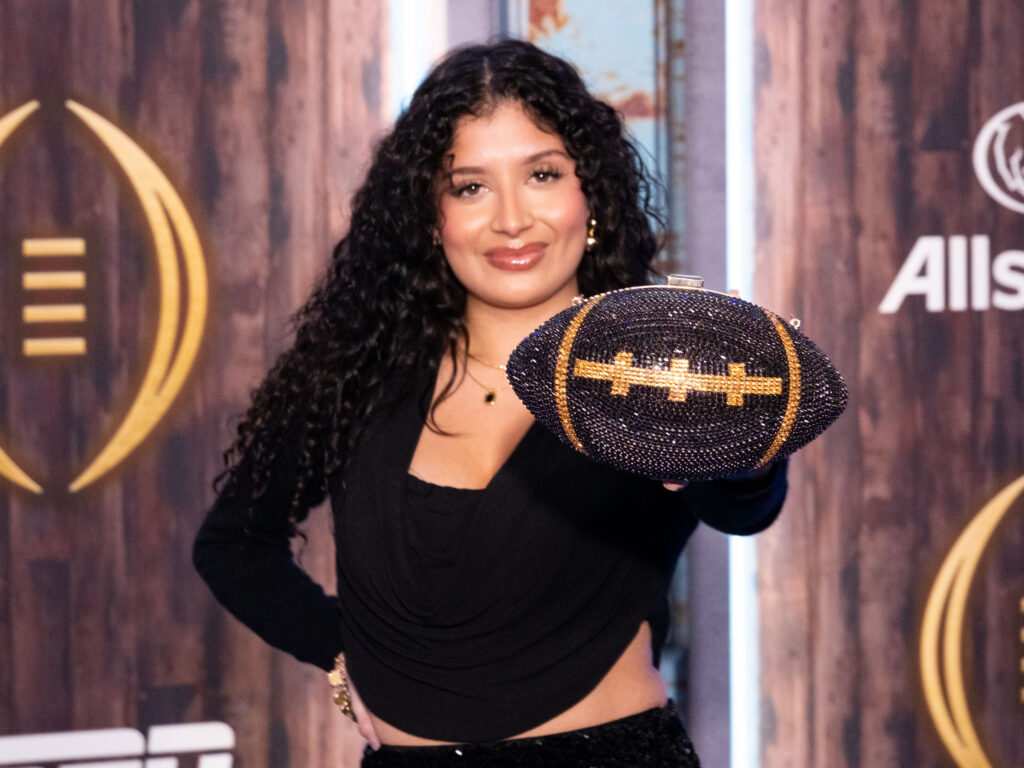 National championship game week brought out plenty of football hoopla. ormer Texas A&M track athlete turned personality Kennedy Smith enjoyed the ESPN party scene. (Photo by F. Carter Smith)