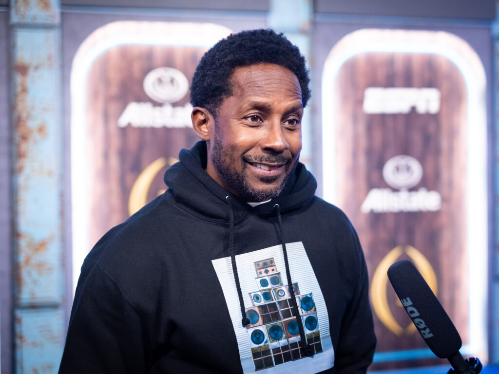 Desmond Howard is a Michigan football legend turned ESPN personality. Elle Duncan is an ESPN personality with a lot of personality. (Photo by F. Carter Smith)