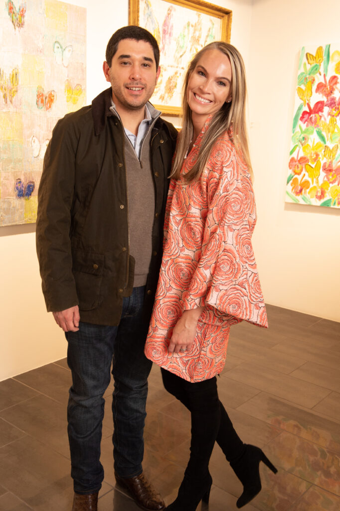 Nick & Amanda Huerta at Laura Rathe Fine Art's "Hunt Slonem: Hare Salon" (Photo by George Fiala)