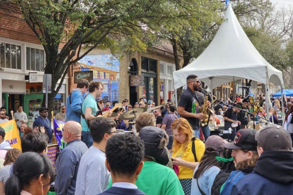 Revelers Hall's Mardi Gras Block Party is always a great time in Bishop Arts. (Courtesy)