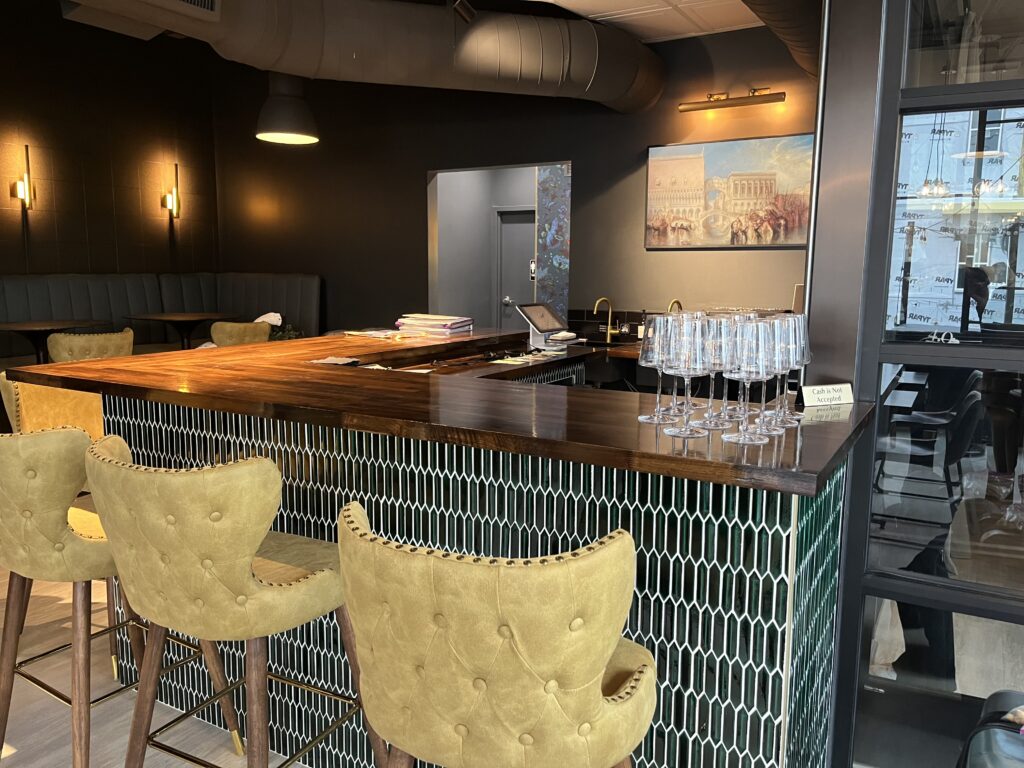 The brand new bar-top inside Salute Wine Bar adds a personal touch.