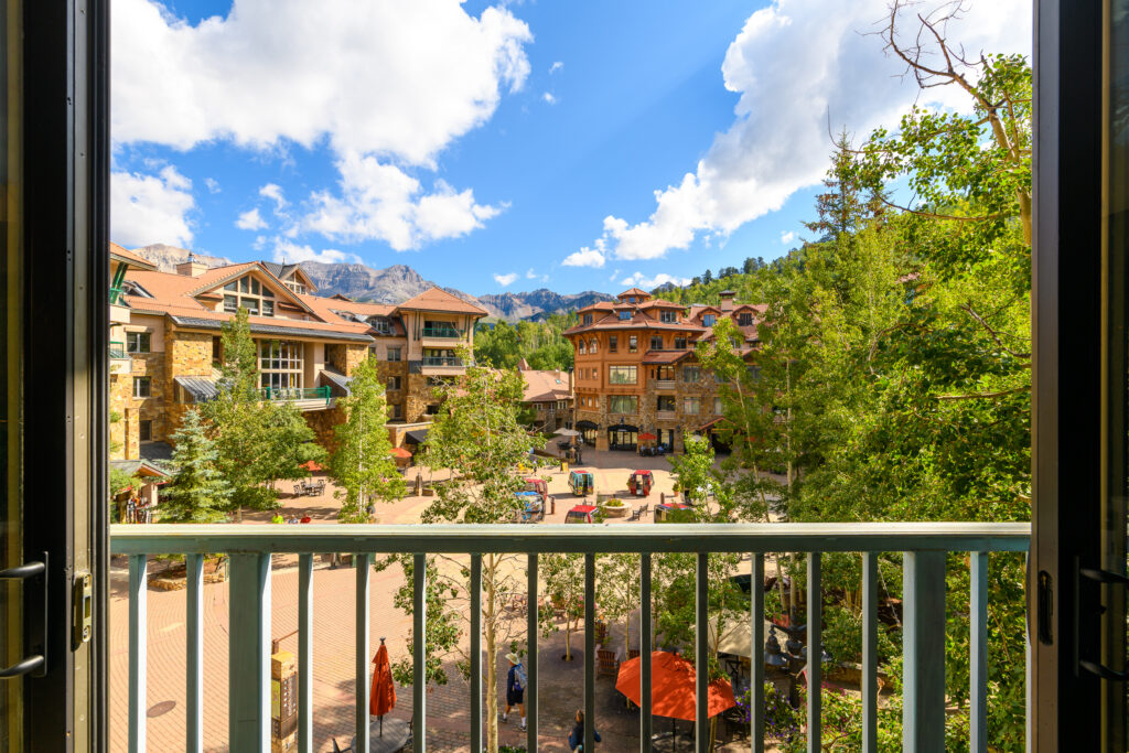 Sky High at the Plaza in Telluride is a four-bedroom, ski-in/ski-out condo with a playful, open floor plan.