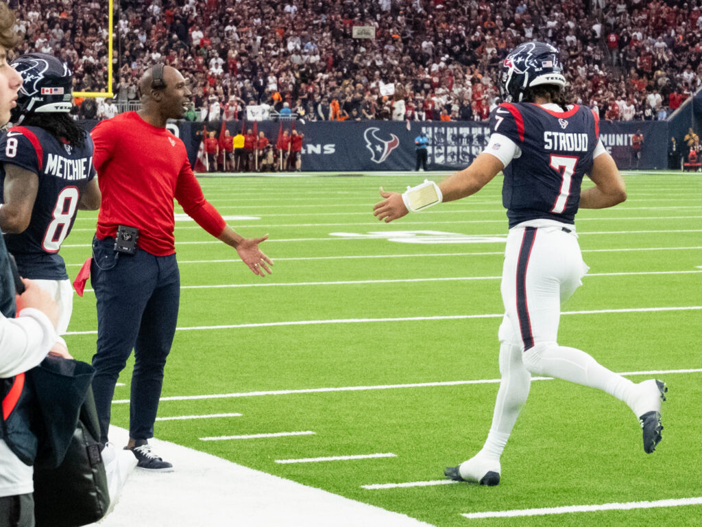 Houston Texans coach DeMeco Ryans and QB C.J. Stroud have a special bond. (Photo by F. Carter Smith)