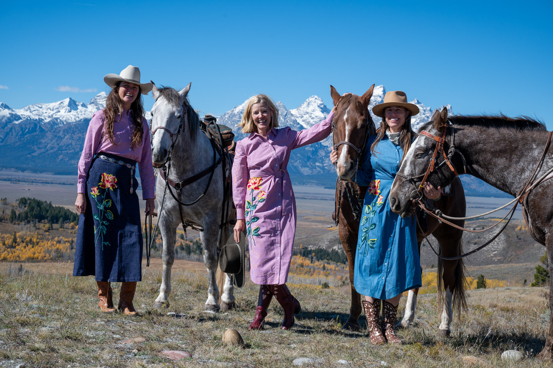 Native Texan Lela Rose, center, introduces her Lela Rose Ranch collection in a personal appearance this weekend at The Cottages at Matt Cameron. (Photo by Lela Rose Ranch)