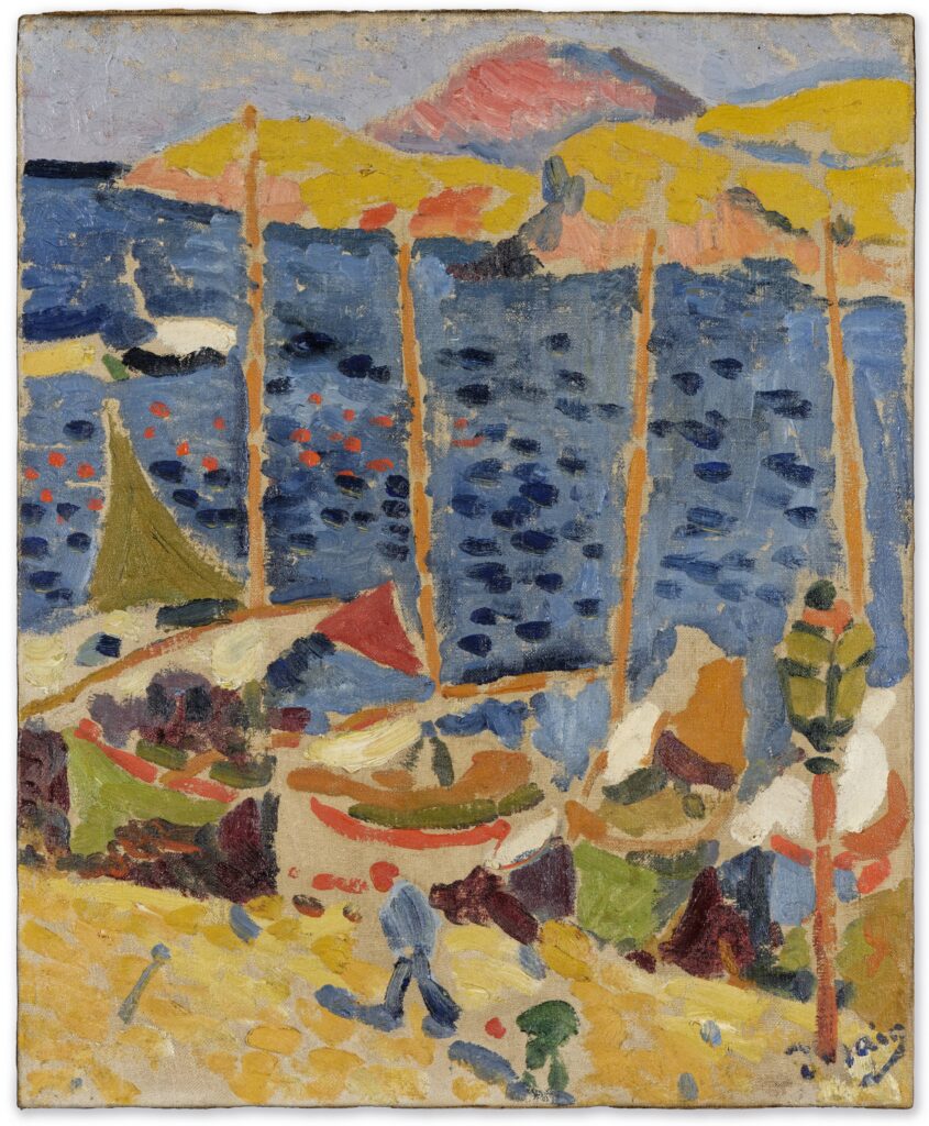 Andre Derain, “Boats at the Port of Collioure,” 1905, oil on canvas, private collection. © 2023 Artists Rights Society (ARS), New York/ADAGP, Paris. Image courtesy MFAH.