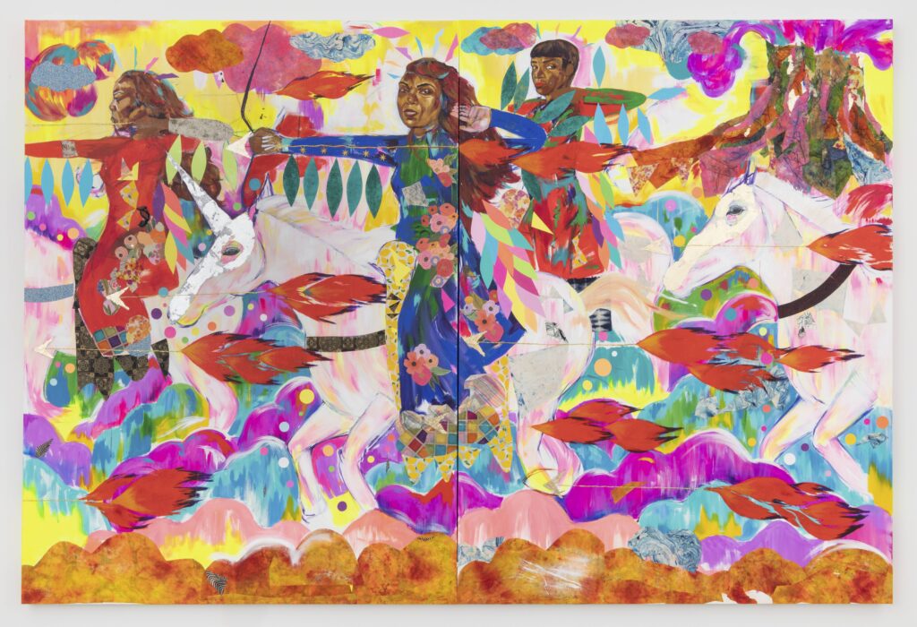 Jamea Richmond-Edwards's "Archetype of a 5 Star," 2018, at Museum of Fine Arts, Houston. Acrylic, spray paint, glitter, ink, and cut paper on canvas. (Courtesy Jamea Richmond-Edwards and Rubell Museum, Miami)