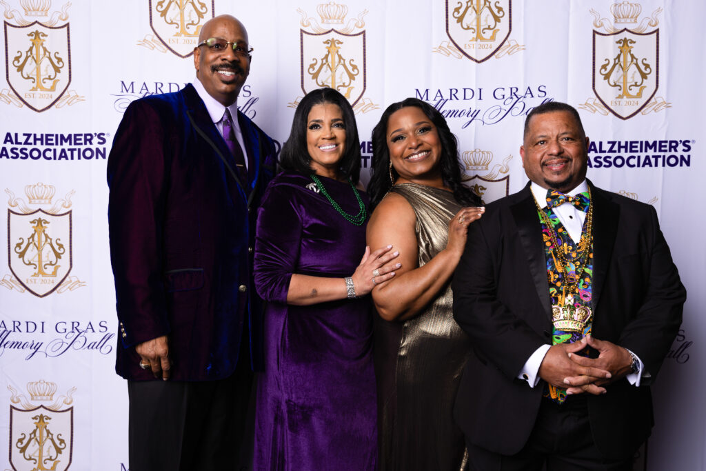 Carl D. & Bridgette Farris, Shawn Rouege,and Daniel Rouege Jr. supported the inaugural Mardi Gras Memory Ball.