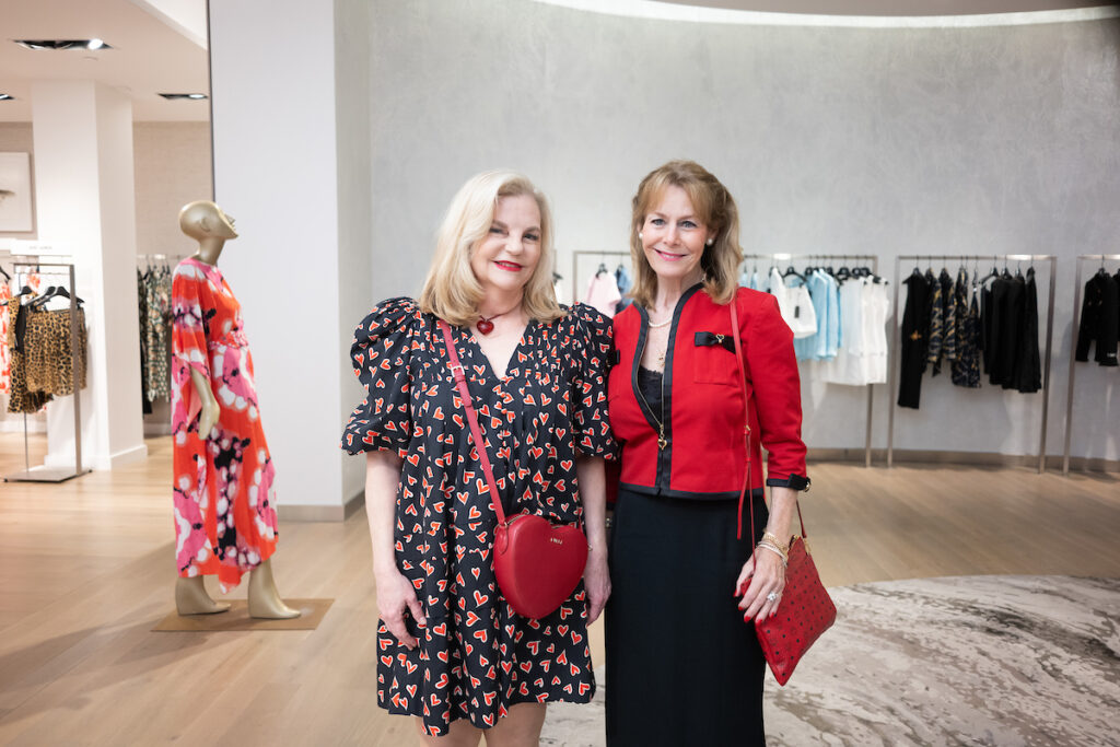 Kim Padgett, Cheryl Byington at the Houston Sweethearts Tea at Saks Fifth Avenue. (Photo by Daniel Ortiz)