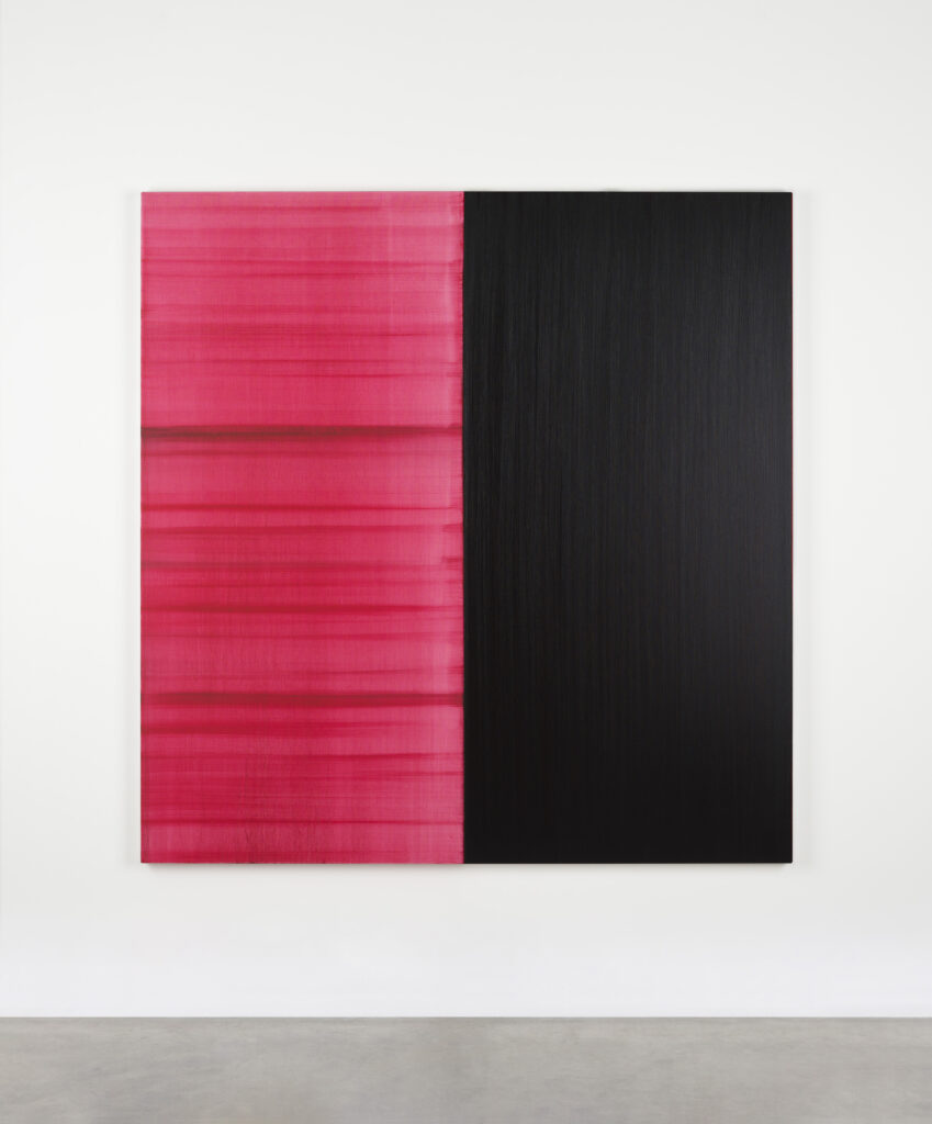 Callum Innes' "Untitled Lamp Black/Alizarin Claret," 2023, at Kerlin Gallery