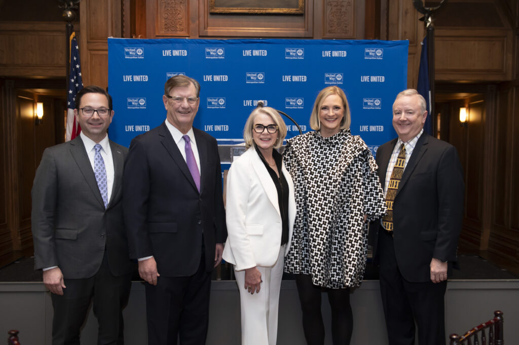 Jason Downing, The Honorable Mike Rawlings, The Honorable Margaret Spellings, Jennifer Sampson, Tom Falk