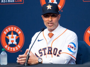 The Houston Astros named Joe Espada as the 20th full-time manager in club history during a press conference with general manager Dana Brown at Minute Maid Park. Espada spent the last six seasons as the bench coach for the team before becoming a MLB manage
