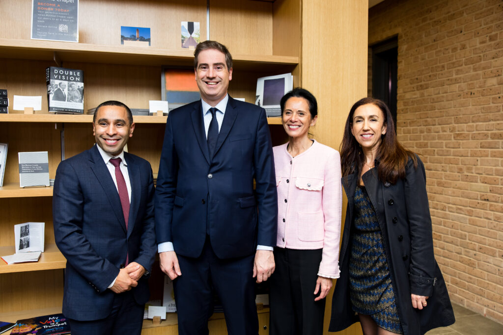 Aziz Bamik, Olivier Becht, Valérie Baraban, Nadia Bamik at Celebrating 100 Years of Friendship at Rothko Chapel (Photo by Hung L. Truong)