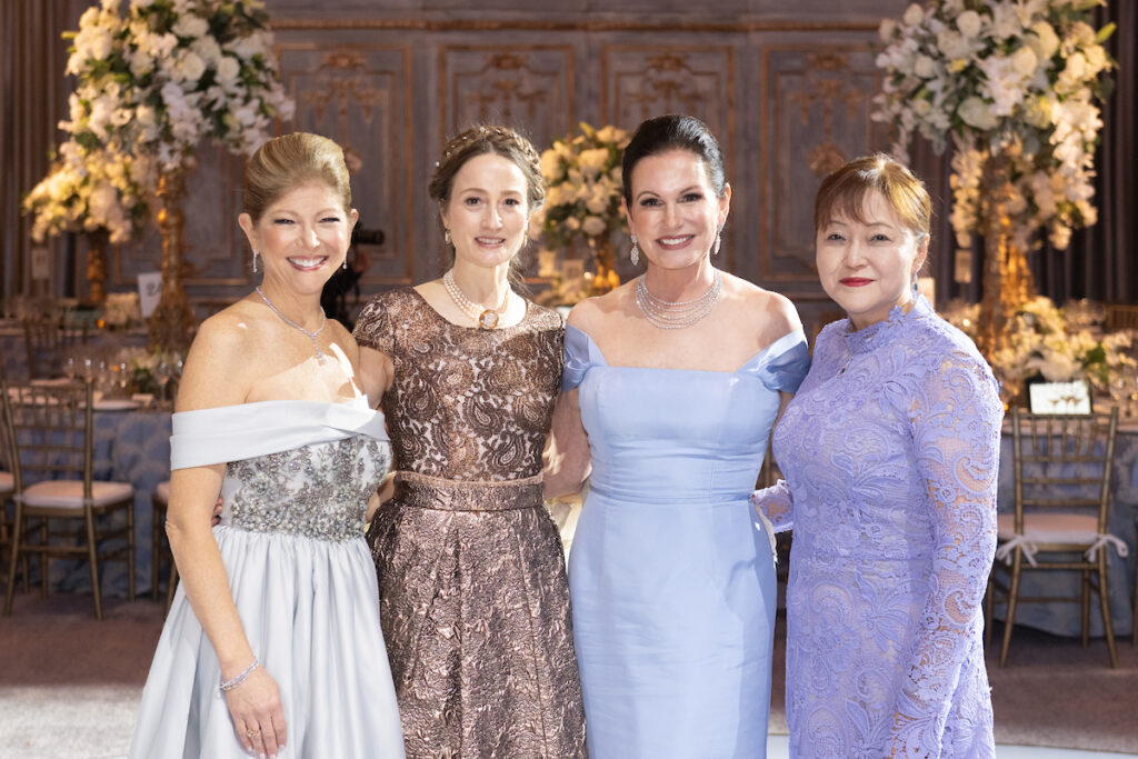 Houston Ballet Ball co-chair Margaret Cox, ballet artistic director Julie Kent, ball co-chair Cabrina Owsley, honoree Akemi Saitoh  at the Houston Ballet Ball 'Mayerling,' held at Wortham Theater Center. (Photo by Wilson Parish) 