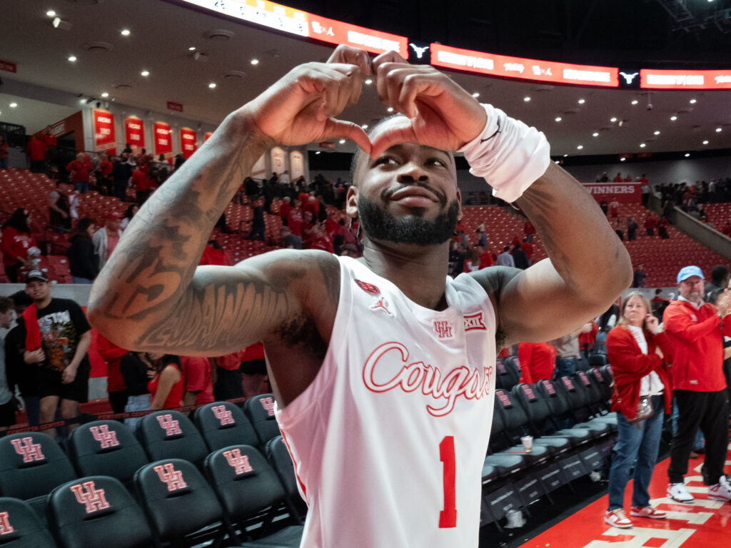 Houston point guard Jamal Shead is the Big 12 Player of the Year and his journey really started when he met UH assistant coach Kellen Sampson at age 15. (Photo by F. Carter Smith)