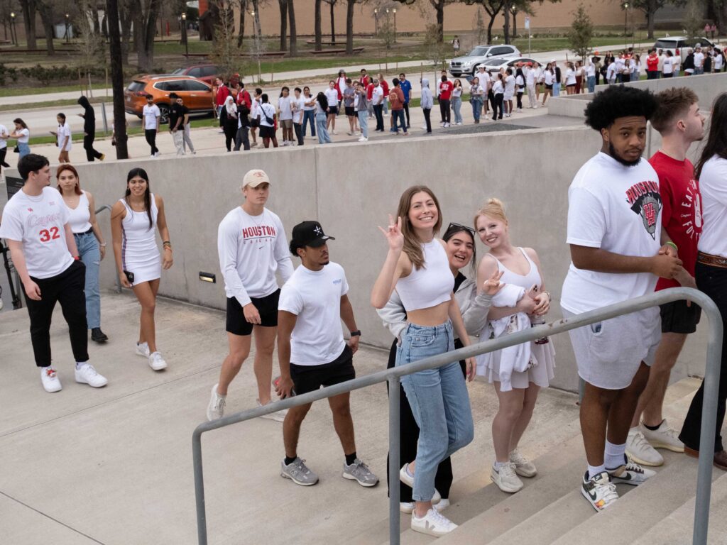 University of Houston students lining up around the block to get into the Fertitta Center has become an every game thing. (Photo by F. Carter Smith)